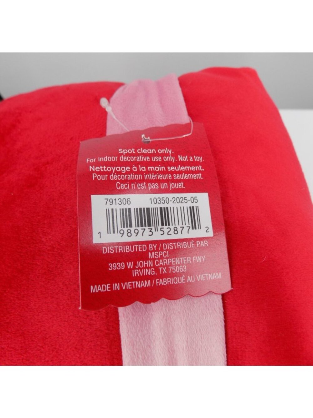 Ashland Plush Present Pillow Berry Jolly Red Pink Bow Square 8.5" x 9" Decor NWT - Picture 9 of 11